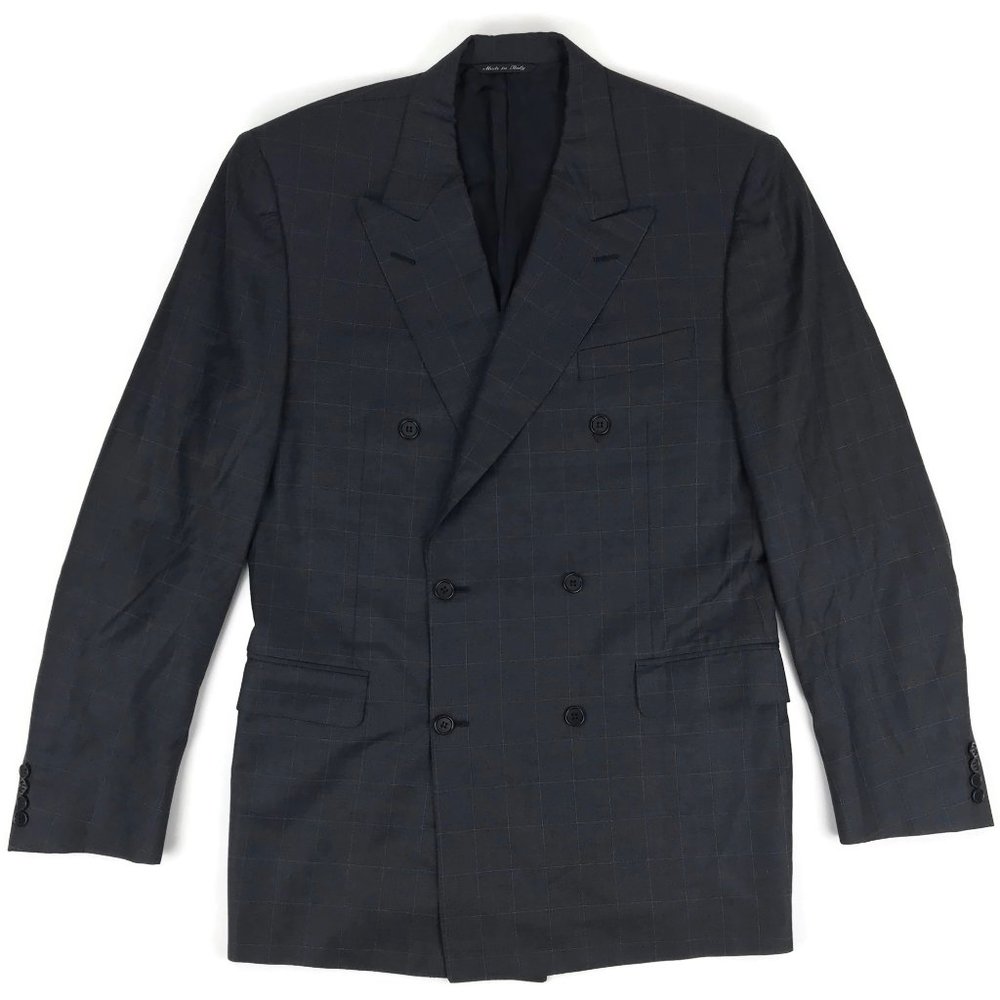 Canali Double Breasted Suit Jacket Blazer Blue 42L